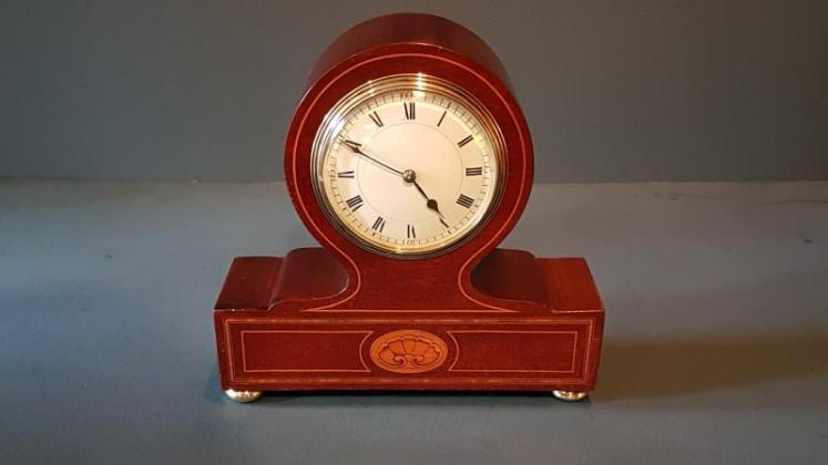 Unusual Edwardian Inlaid Mantel Clock  - Image 1