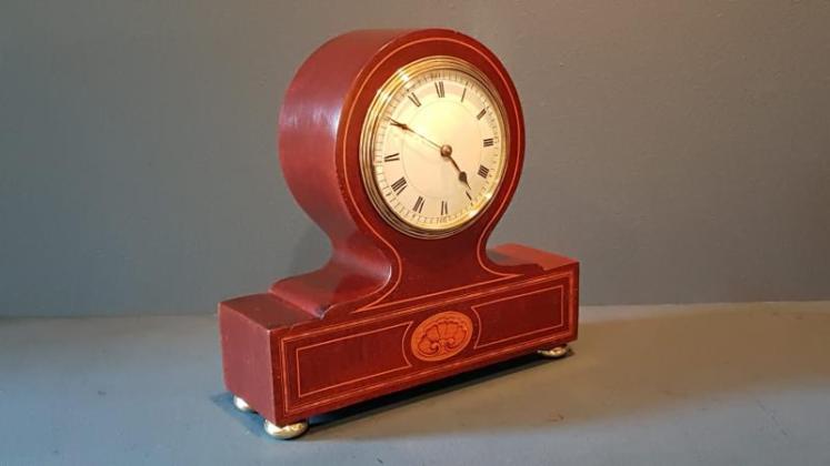 Unusual Edwardian Inlaid Mantel Clock  - Image 3
