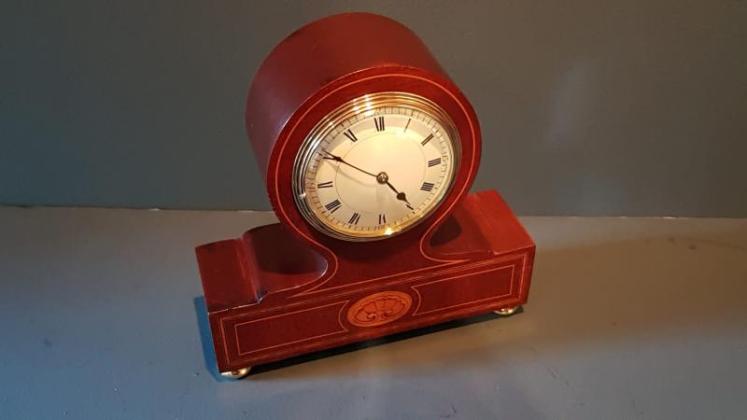 Unusual Edwardian Inlaid Mantel Clock  - Image 7