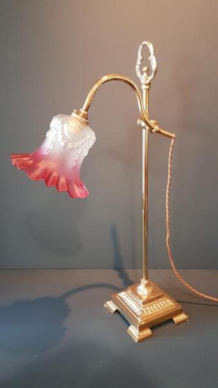 Edwardian Brass Rise and Fall Lamp - Image 1