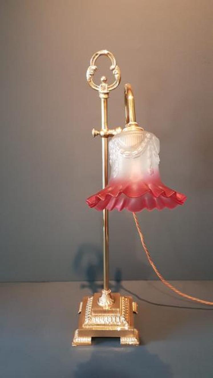 Edwardian Brass Rise and Fall Lamp - Image 4