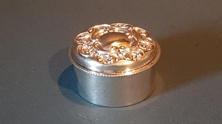 Victorian Embossed Silver Pill Box - Image 1