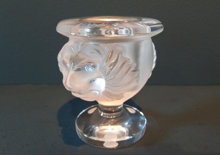 Lalique Opalescent Lion Mask Vase - Image 2