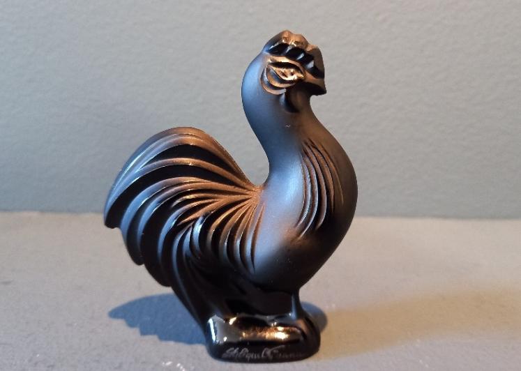 Unusual Lalique Black Opalescent Cockerel - Image 1