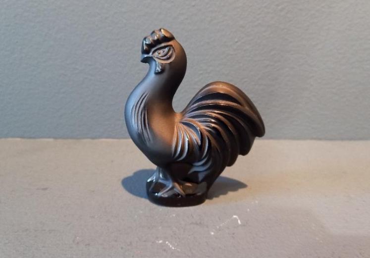 Unusual Lalique Black Opalescent Cockerel - Image 7