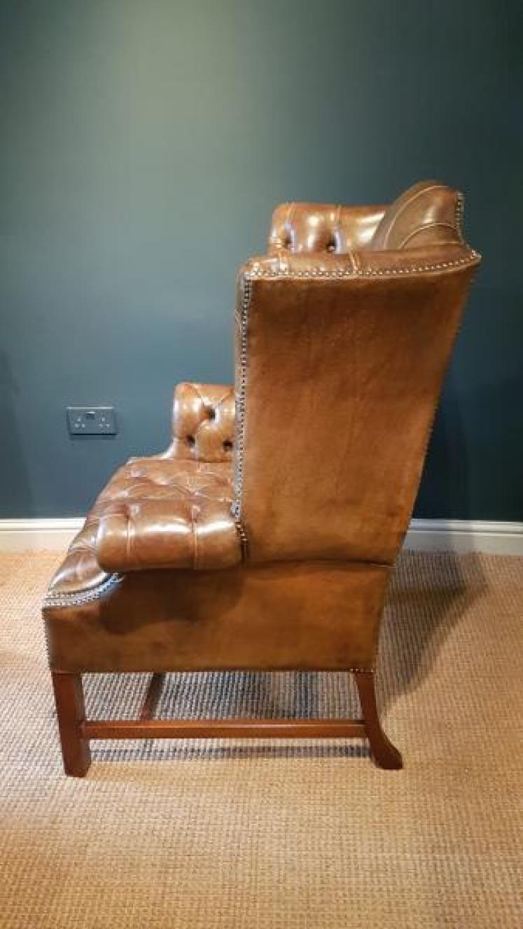  Leather Wing Back Arm Chair - Image 3