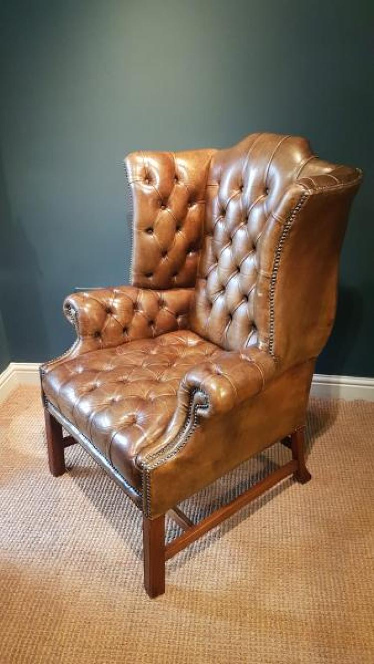  Leather Wing Back Arm Chair - Image 5
