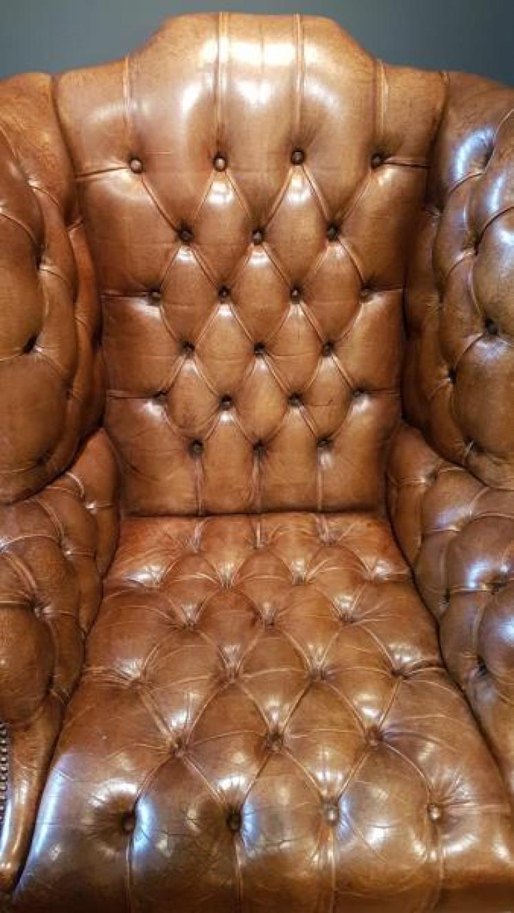  Leather Wing Back Arm Chair - Image 6
