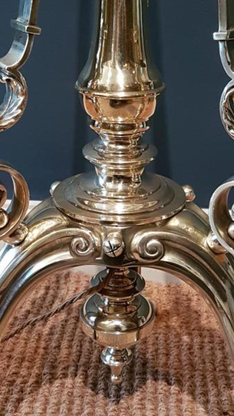 Victorian Brass Rise and Fall Lamp Standard - Image 3