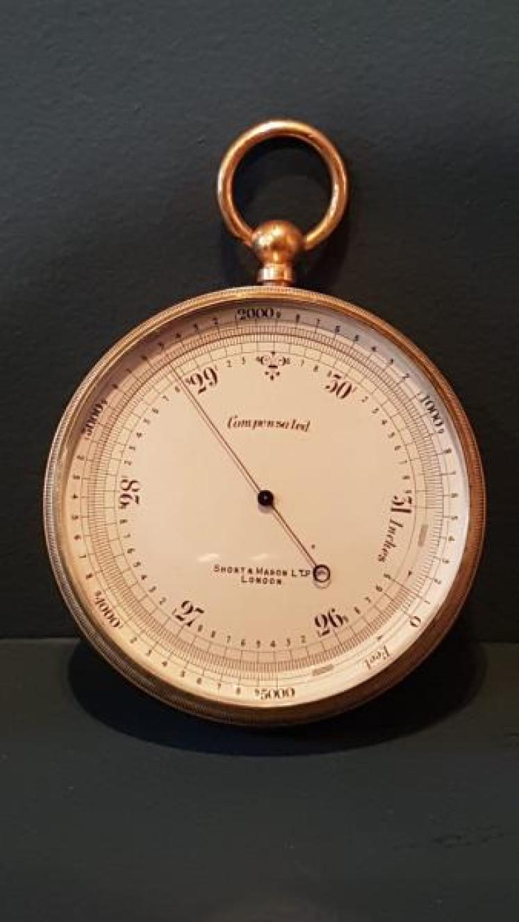 Large Victorian period Short & Mason Campaign Barometer in Case - Image 2