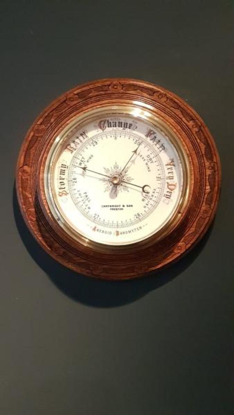 Large Antique Preston Porcelain Dial Barometer - Image 1
