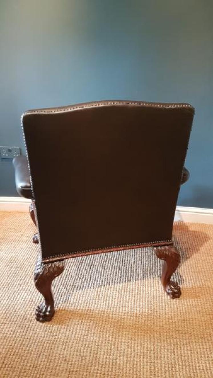 Matching Pair of Victorian Leather Arm Chairs - Image 6
