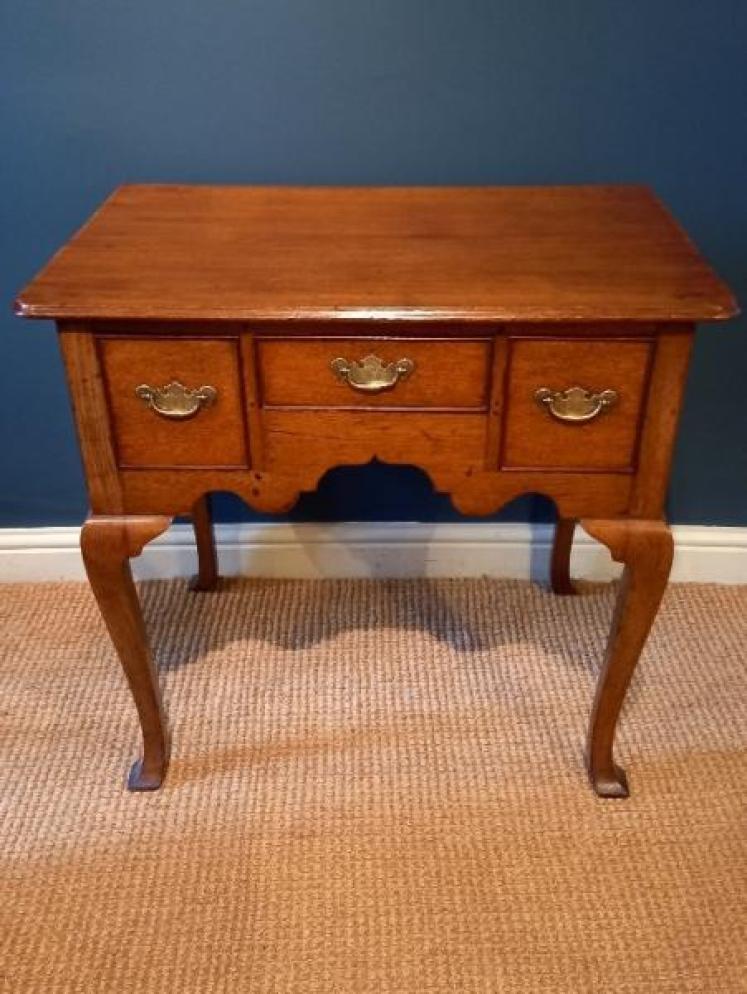 George II Period Oak Cabriole Leg Lowboy - Image 1