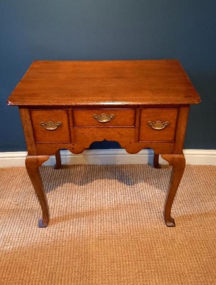 George II Period Oak Cabriole Leg Lowboy - Image 7