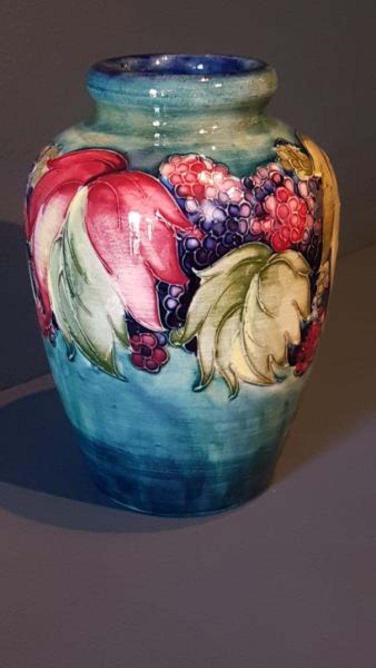 Moorcroft Leaf and Blackberries Roll Neck Vase - Image 3