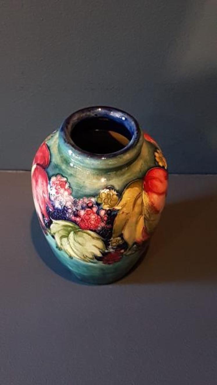 Moorcroft Leaf and Blackberries Roll Neck Vase - Image 4
