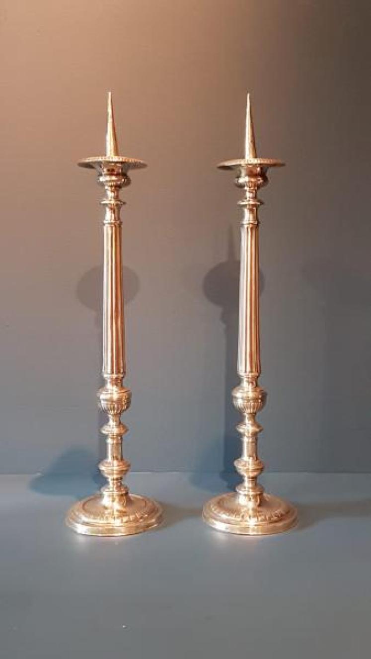 Pair of Early Victorian Brass Pricket Candlesticks - Image 5