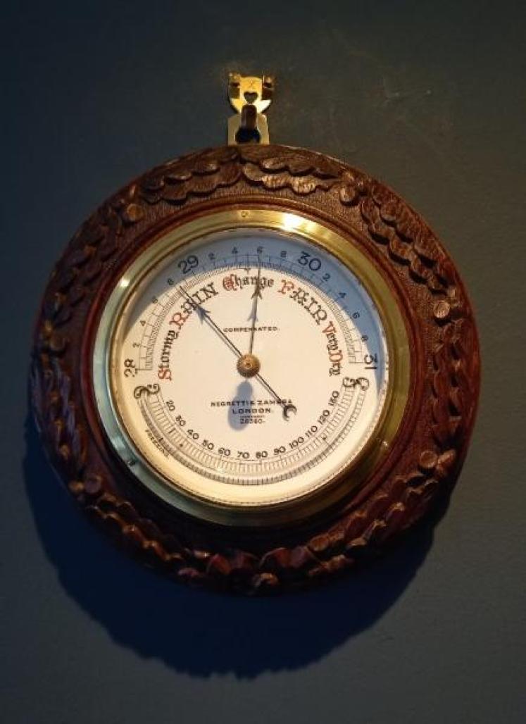Antique Acorn Leaf Negretti & Zambra Barometer - Image 1