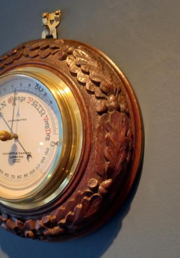 Antique Acorn Leaf Negretti & Zambra Barometer - Image 4