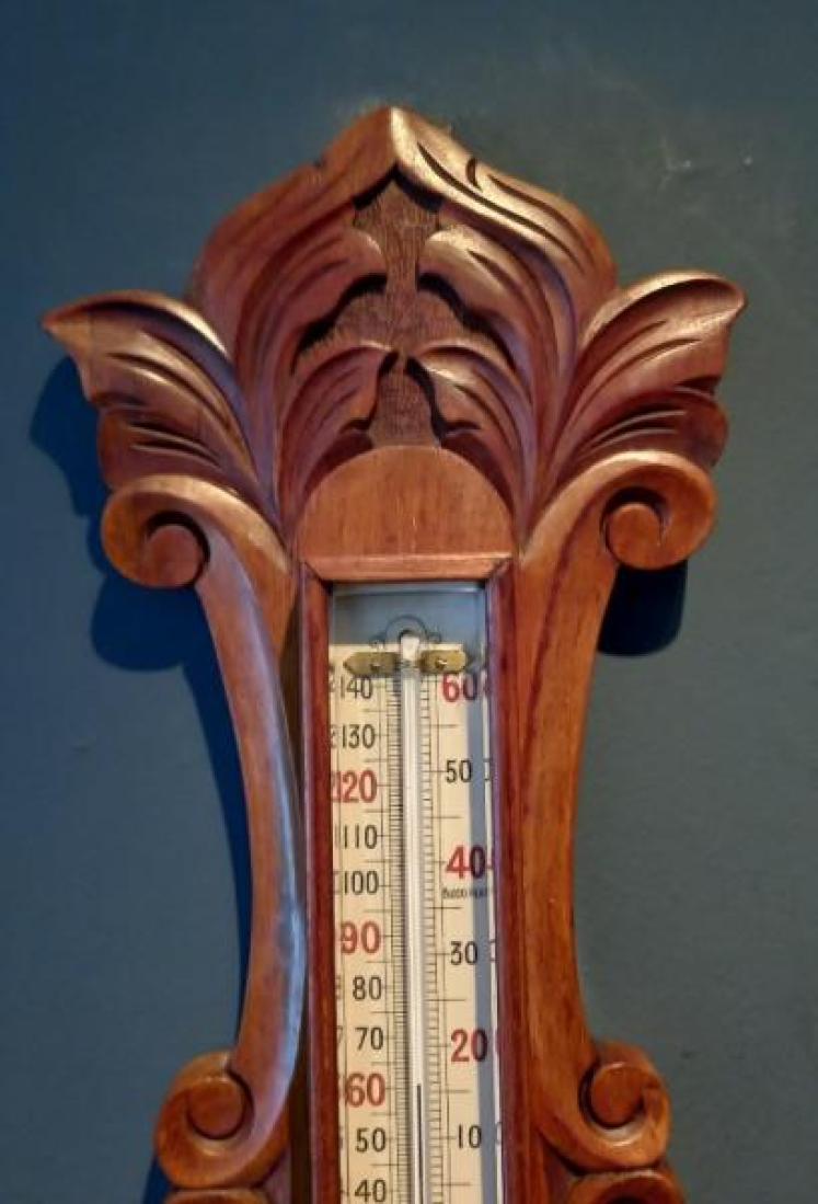 Antique Polished Walnut Banjo Barometer - Image 4