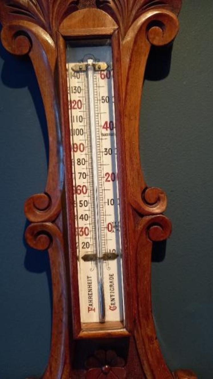 Antique Polished Walnut Banjo Barometer - Image 5
