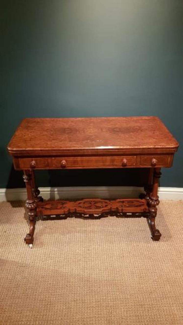 Victorian Burr Walnut Card Table - Image 1