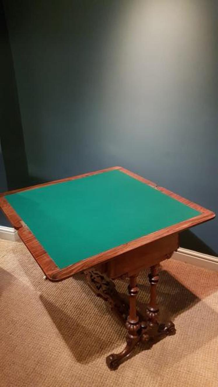 Victorian Burr Walnut Card Table - Image 2