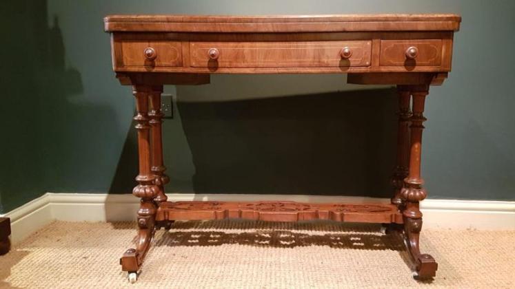 Victorian Burr Walnut Card Table - Image 3
