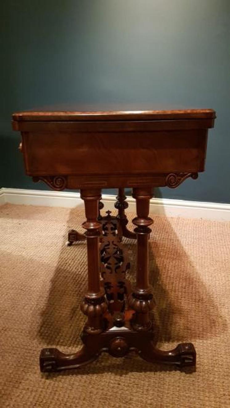 Victorian Burr Walnut Card Table - Image 4