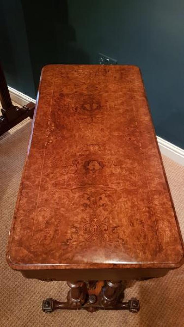 Victorian Burr Walnut Card Table - Image 5