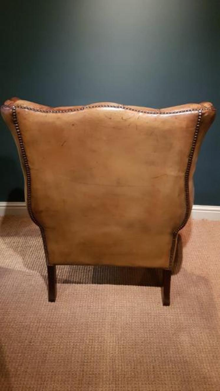 1930's Hide Wing Back Arm Chair - Image 3