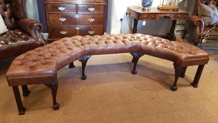 Late Victorian Leather Upholstered Bay Window Seat - Image 1