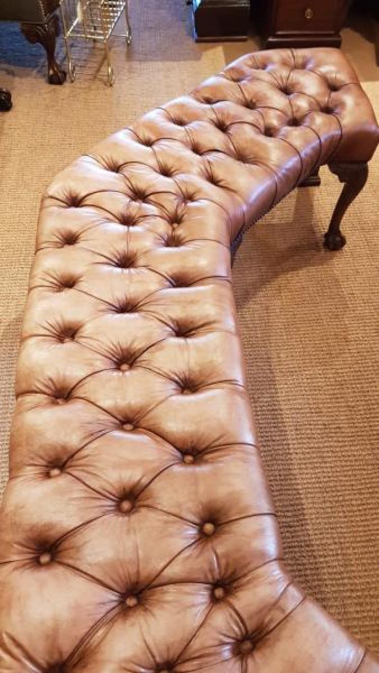 Late Victorian Leather Upholstered Bay Window Seat - Image 3