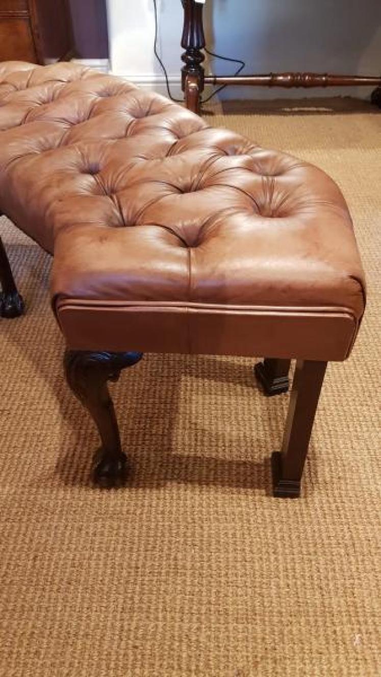 Late Victorian Leather Upholstered Bay Window Seat - Image 5