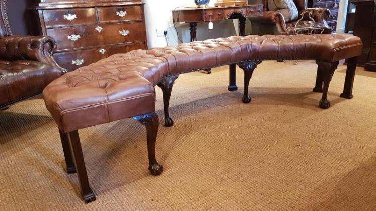 Late Victorian Leather Upholstered Bay Window Seat - Image 7