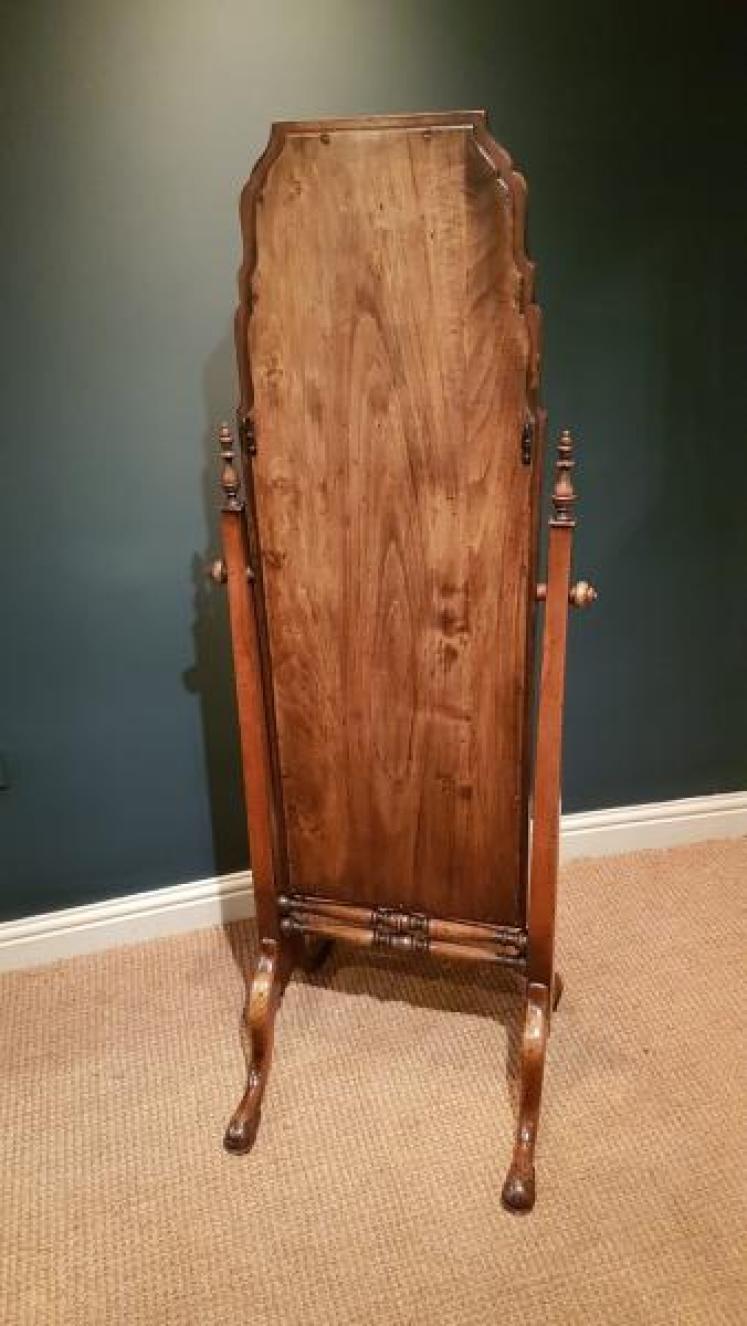 Elegant Walnut Framed Cheval Mirror - Image 7