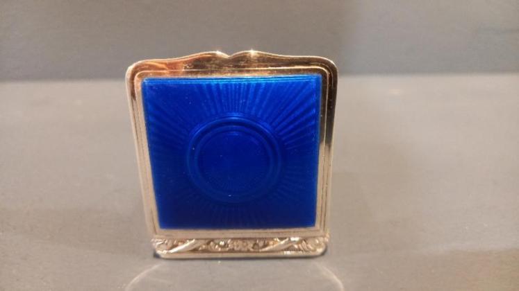 Antique Silver & Royal Blue Enamel Pill Box - Image 2