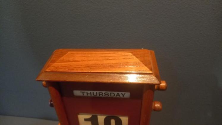 Antique Walnut Perpetual Desk Calendar - Image 3