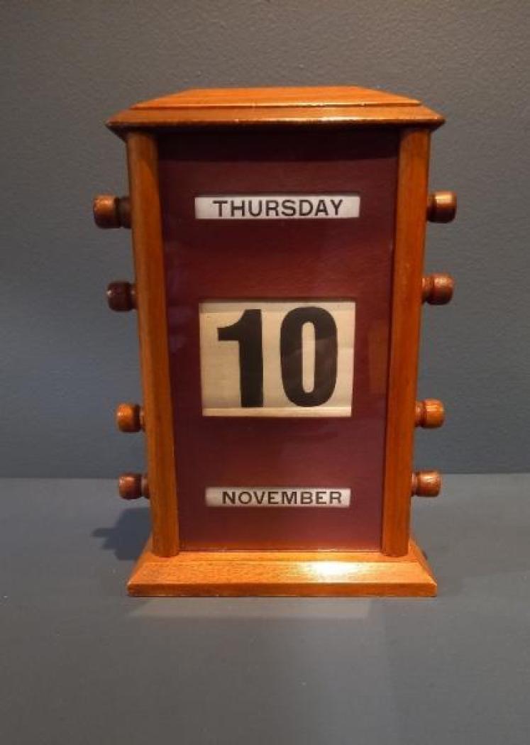 Antique Walnut Perpetual Desk Calendar - Image 7