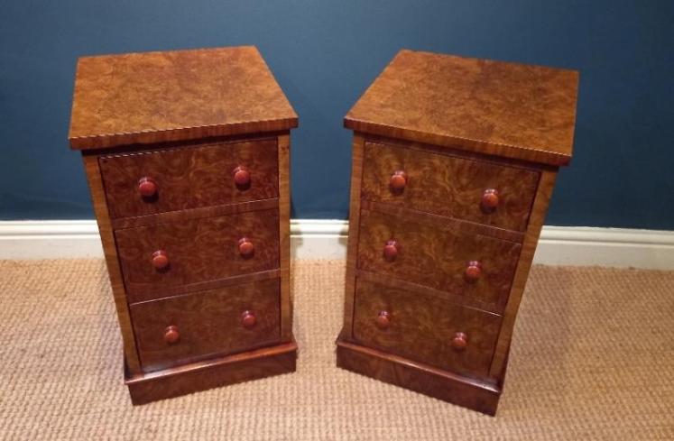 Pair of Mid Victorian Burr Walnut Bedside Cabinets - Image 7