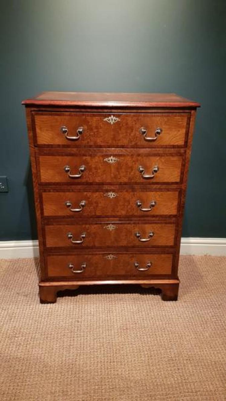 Edwardian Burr Walnut Tallboy Chest - Image 1