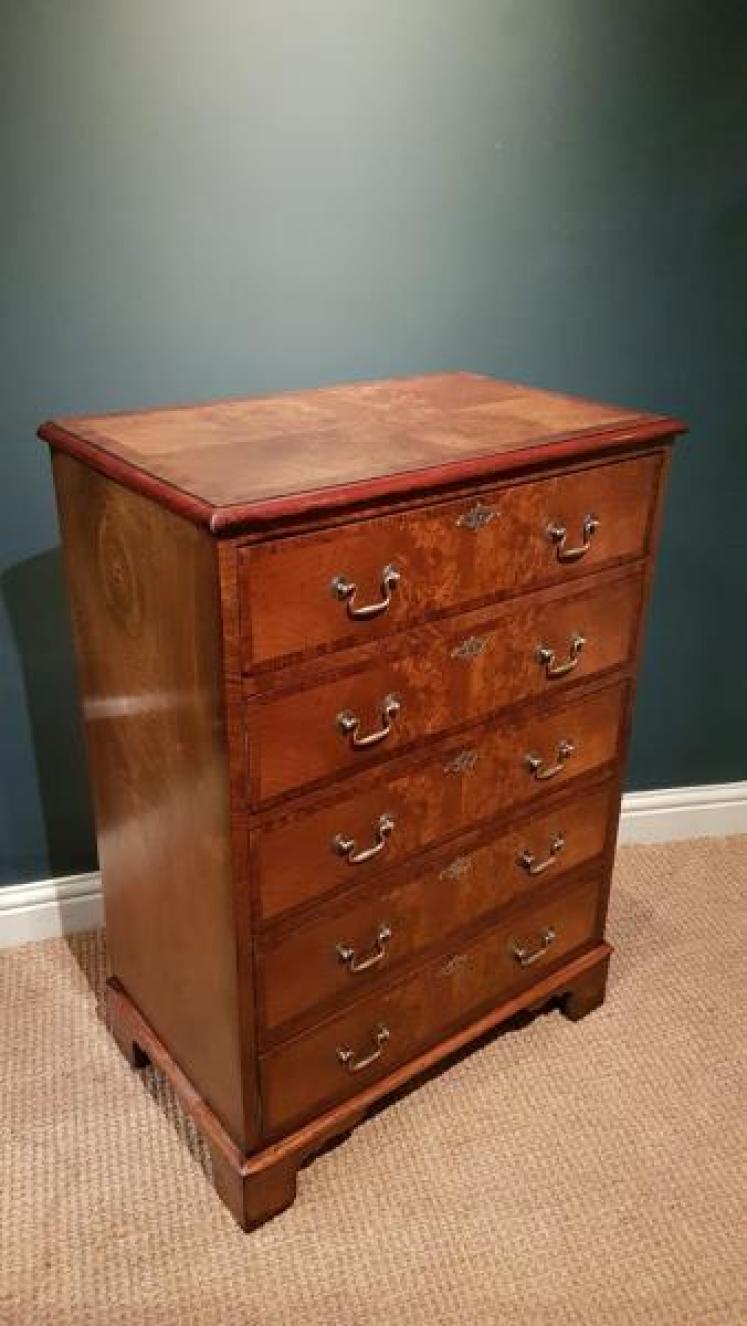 Edwardian Burr Walnut Tallboy Chest - Image 3