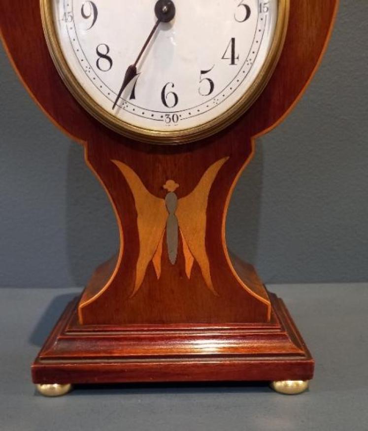 Superb Edwardian Period 'Butterfly' Inlaid Mantel Clock - Image 2