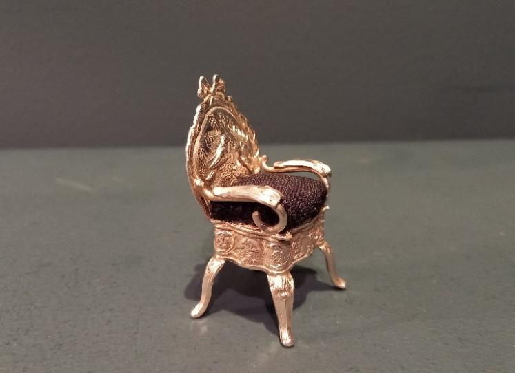 Antique Silver Miniature Armchair Pin Cushion - Image 2