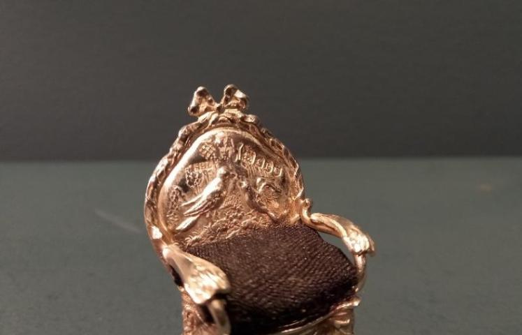 Antique Silver Miniature Armchair Pin Cushion - Image 3