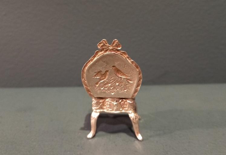 Antique Silver Miniature Armchair Pin Cushion - Image 4