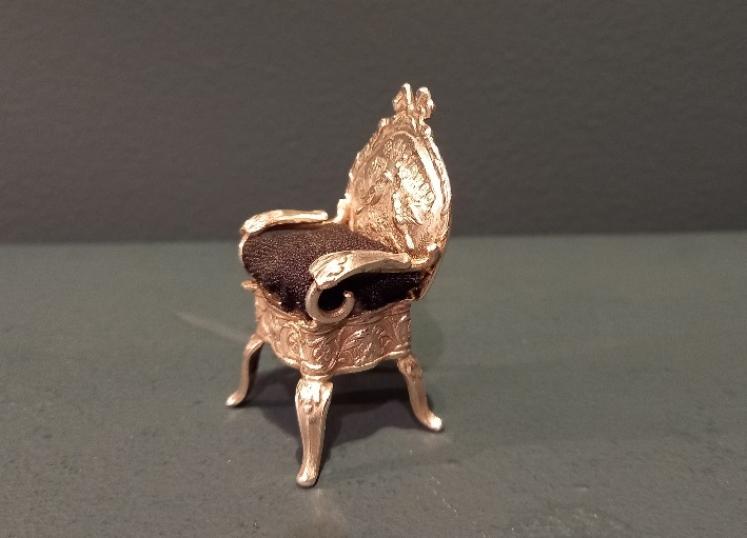 Antique Silver Miniature Armchair Pin Cushion - Image 5