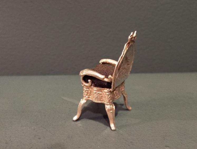 Antique Silver Miniature Armchair Pin Cushion - Image 6