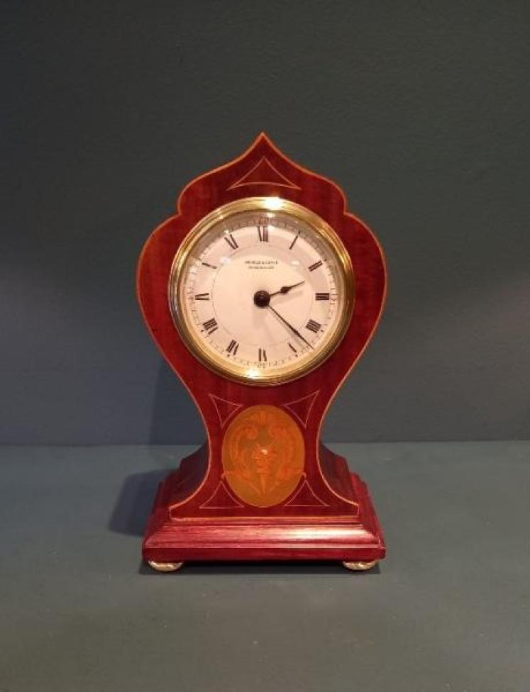 Fine Antique Greek Torch Inlaid Panel Mantel Clock - Image 1