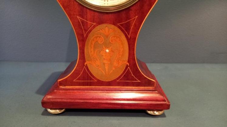 Fine Antique Greek Torch Inlaid Panel Mantel Clock - Image 2